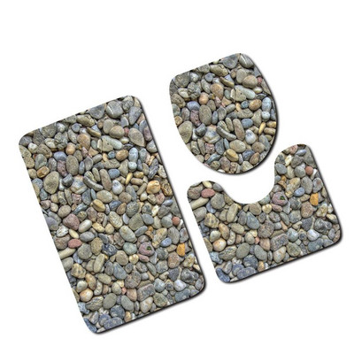 Pretslīdēšanas vannas paklājiņi Vannas istabas paklāji Vannas istabas 3D Akmens apdruka Neslīdošs vannas paklājs Kājslauķis Tualetes paklājs Vannas istabas produkti