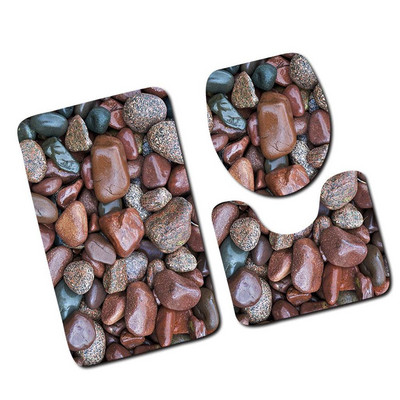 Pretslīdēšanas vannas paklājiņi Vannas istabas paklāji Vannas istabas 3D Akmens apdruka Neslīdošs vannas paklājs Kājslauķis Tualetes paklājs Vannas istabas produkti