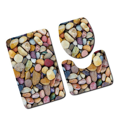 Pretslīdēšanas vannas paklājiņi Vannas istabas paklāji Vannas istabas 3D Akmens apdruka Neslīdošs vannas paklājs Kājslauķis Tualetes paklājs Vannas istabas produkti