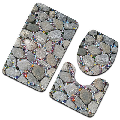 Pretslīdēšanas vannas paklājiņi Vannas istabas paklāji Vannas istabas 3D Akmens apdruka Neslīdošs vannas paklājs Kājslauķis Tualetes paklājs Vannas istabas produkti