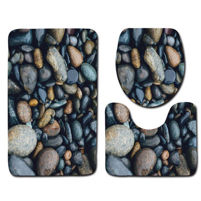 Pretslīdēšanas vannas paklājiņi Vannas istabas paklāji Vannas istabas 3D Akmens apdruka Neslīdošs vannas paklājs Kājslauķis Tualetes paklājs Vannas istabas produkti