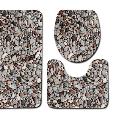 Pretslīdēšanas vannas paklājiņi Vannas istabas paklāji Vannas istabas 3D Akmens apdruka Neslīdošs vannas paklājs Kājslauķis Tualetes paklājs Vannas istabas produkti