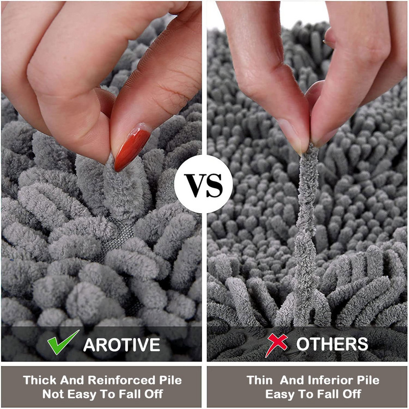 Homaxy šenila vannas paklājiņš, biezs, neslīdošs vannas istabas paklājs, mīksts grīdas kāju paklājs, ātri žūstošs mikrošķiedras dušas paliktņa dekors