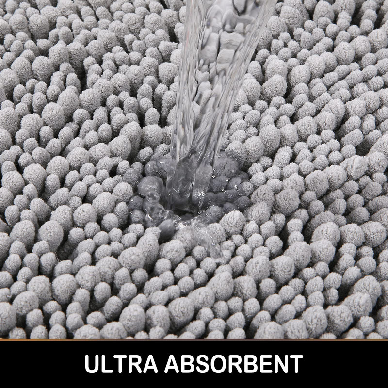 Homaxy šenila vannas paklājiņš, biezs, neslīdošs vannas istabas paklājs, mīksts grīdas kāju paklājs, ātri žūstošs mikrošķiedras dušas paliktņa dekors