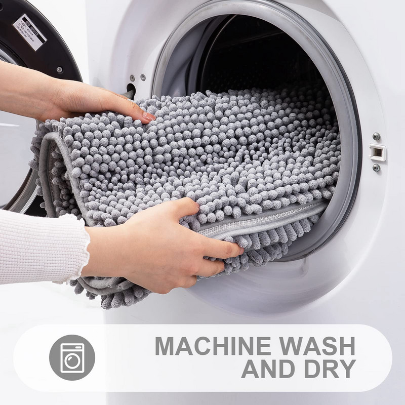 Homaxy šenila vannas paklājiņš, biezs, neslīdošs vannas istabas paklājs, mīksts grīdas kāju paklājs, ātri žūstošs mikrošķiedras dušas paliktņa dekors