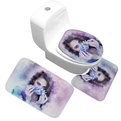 Mikrošķiedras vannas istabas paklājs ūdeni absorbējošs vannas paklājiņš, neslīdošs tualetes paklājiņš vannas istabas grīdas paklājiņš Memory Foam U-veida tualetes paklājs