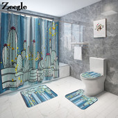 Drukāšana dušas aizkaru un tualetes paklājiņu komplekts Vannas istabas dekorēšana U-veida tualetes paklājs Absorbējošs tualetes sēdekļa pārklāja paklājs Vannas istabas paklāji
