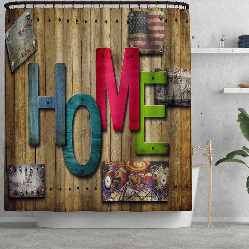 Drukāšana dušas aizkaru un tualetes paklājiņu komplekts Vannas istabas dekorēšana U-veida tualetes paklājs Absorbējošs tualetes sēdekļa pārklāja paklājs Vannas istabas paklāji