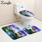 Zeegle Painting Rhyme 3Gb Tualetes paklājiņi Vannas istabas paklāji 3Gb., Neslīdoši vannas istabas grīdas paklājiņi Durvju paklājiņi Mikrošķiedras vannas paklājiņu komplekts