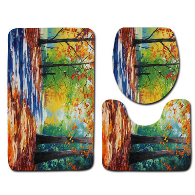 Zeegle Painting Rhyme 3Gb Tualetes paklājiņi Vannas istabas paklāji 3Gb., Neslīdoši vannas istabas grīdas paklājiņi Durvju paklājiņi Mikrošķiedras vannas paklājiņu komplekts