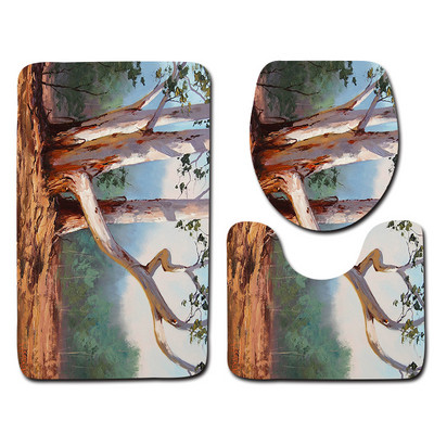 Zeegle Painting Rhyme 3Gb Tualetes paklājiņi Vannas istabas paklāji 3Gb., Neslīdoši vannas istabas grīdas paklājiņi Durvju paklājiņi Mikrošķiedras vannas paklājiņu komplekts