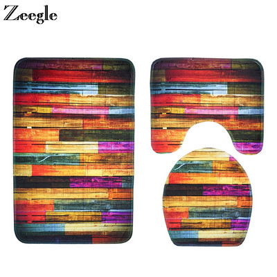 Zeegle 3Pcs Σετ χαλιών μπάνιου μικροϊνών Απορροφητικό πατάκι μπάνιου Πόρτα Αντιολισθητικό Χαλί τουαλέτας Πόδι Πόδι Κάλυμμα καπακιού τουαλέτας