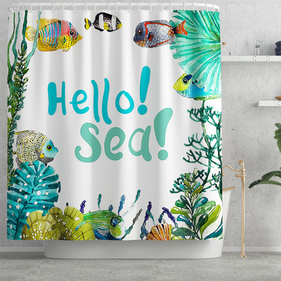 Upijajuća prostirka za kupaonicu Vodootporni komplet zavjesa za tuširanje Kupaonski tepih u morskom stilu Neklizajući podni tepih za WC Set flanelskih prostirki