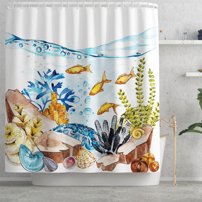 Upijajuća prostirka za kupaonicu Vodootporni komplet zavjesa za tuširanje Kupaonski tepih u morskom stilu Neklizajući podni tepih za WC Set flanelskih prostirki