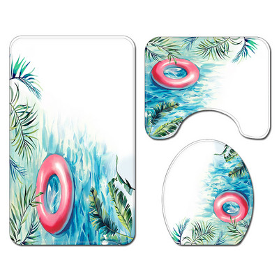 Upijajuća prostirka za kupaonicu Vodootporni komplet zavjesa za tuširanje Kupaonski tepih u morskom stilu Neklizajući podni tepih za WC Set flanelskih prostirki