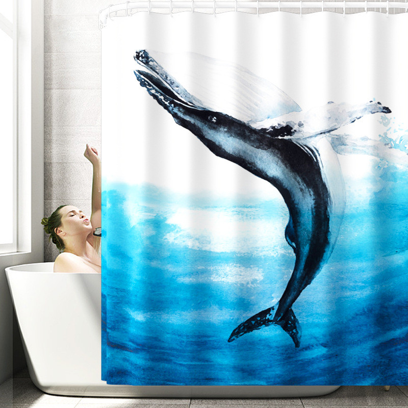 Upijajuća prostirka za kupaonicu Vodootporni komplet zavjesa za tuširanje Kupaonski tepih u morskom stilu Neklizajući podni tepih za WC Set flanelskih prostirki