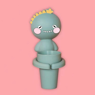 Karikatūras bērnu zobu krūzīšu komplekts ar plauktu Vannas istabas piederumi Pie sienas piekaramie bērnu mutes skalojamā līdzekļa krūze zēniem Meiteņu aksesuāri