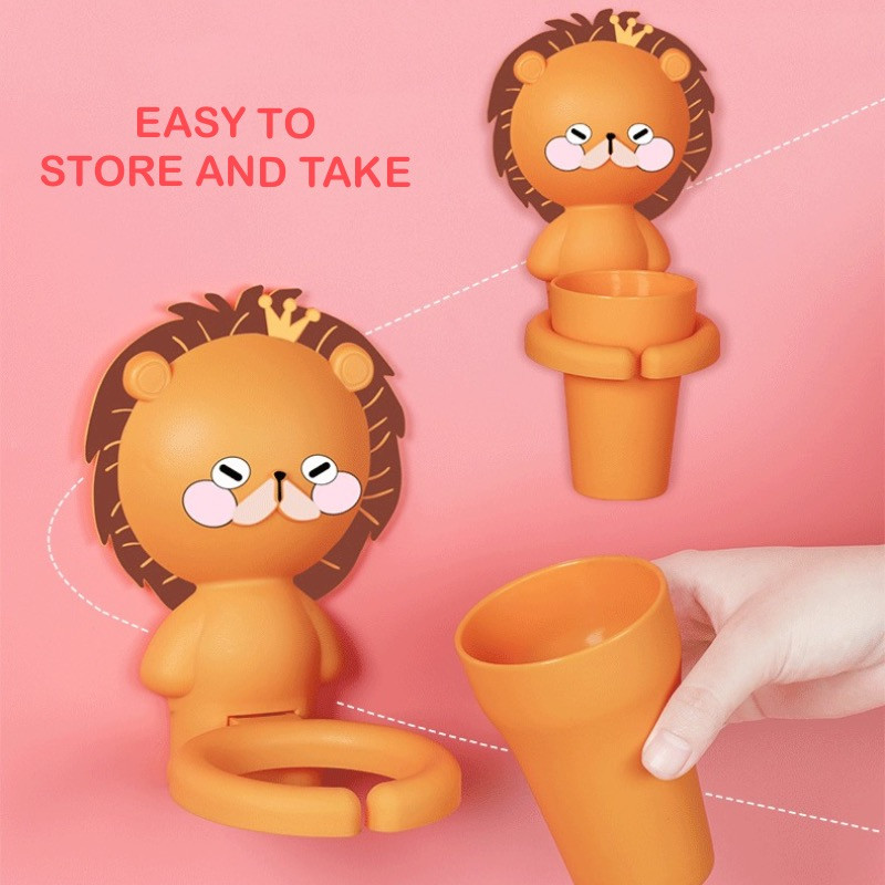 Karikatūras bērnu zobu krūzīšu komplekts ar plauktu Vannas istabas piederumi Pie sienas piekaramie bērnu mutes skalojamā līdzekļa krūze zēniem Meiteņu aksesuāri