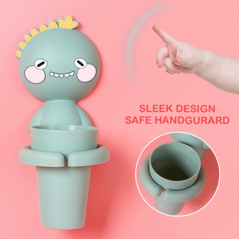 Karikatūras bērnu zobu krūzīšu komplekts ar plauktu Vannas istabas piederumi Pie sienas piekaramie bērnu mutes skalojamā līdzekļa krūze zēniem Meiteņu aksesuāri