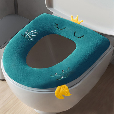 Ziemas silts tualetes sēdekļa pārklāja paklājs Vannas istabas tualetes paliktņa spilvens ar rokturi, biezāks, mīksts, mazgājams tuvākā krēsla sildītājs.