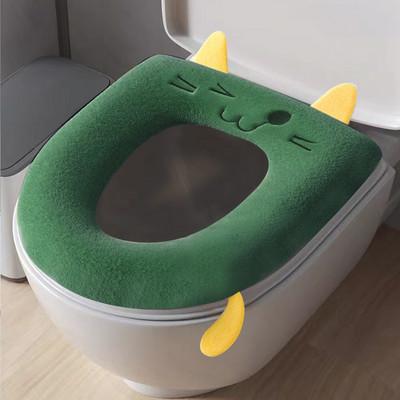 Ziemas silts tualetes sēdekļa pārklāja paklājs Vannas istabas tualetes paliktņa spilvens ar rokturi, biezāks, mīksts, mazgājams tuvākā krēsla sildītājs.