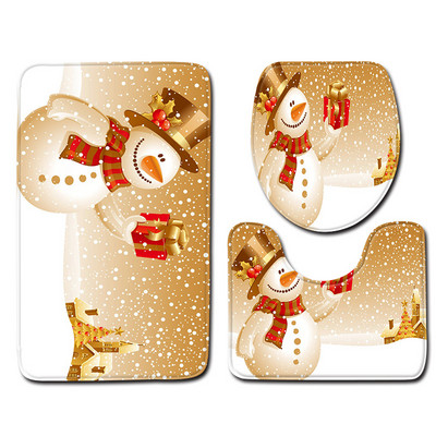 Božićni set prostirki za kupanje Mekana upijajuća memorijska pjena Kupaonski tepih WC tepih Podnožje za tuš kabinu Poklopac tepiha Poklopac WC školjke Prostirka za kupanje