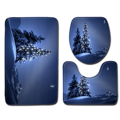 Božićni set prostirki za kupanje Mekana upijajuća memorijska pjena Kupaonski tepih WC tepih Podnožje za tuš kabinu Poklopac tepiha Poklopac WC školjke Prostirka za kupanje
