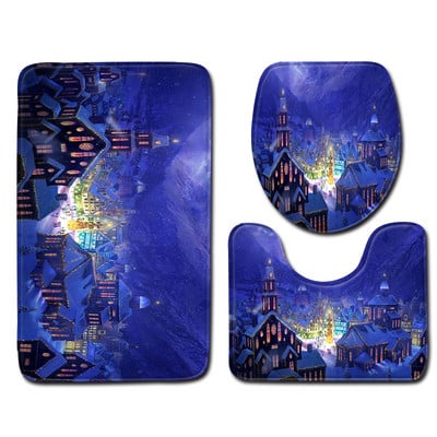 Božićni set prostirki za kupanje Mekana upijajuća memorijska pjena Kupaonski tepih WC tepih Podnožje za tuš kabinu Poklopac tepiha Poklopac WC školjke Prostirka za kupanje