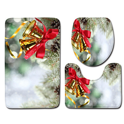 Božićni set prostirki za kupanje Mekana upijajuća memorijska pjena Kupaonski tepih WC tepih Podnožje za tuš kabinu Poklopac tepiha Poklopac WC školjke Prostirka za kupanje