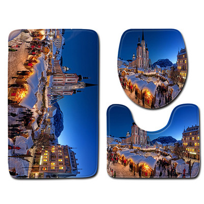 Božićni set prostirki za kupanje Mekana upijajuća memorijska pjena Kupaonski tepih WC tepih Podnožje za tuš kabinu Poklopac tepiha Poklopac WC školjke Prostirka za kupanje