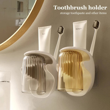 Θήκη οδοντόβουρτσας αποθήκευσης Οδοντόκρεμα ξυραφάκι Μπάνιου Σετ Κύπελλο Τουαλέτας Αυτοκόλλητη Μαγνητική Οδοντόβουρτσα Διοργανωτή Κυπέλλου