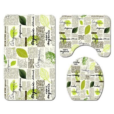 Vienkārša stila vannas istabas dekorēšana Vannas paklājiņš un dušas aizkaru komplekts Tualetes paklājiņš Vannas istabas paklāju komplekts Zaļās krāsas vannas istabas komplekts