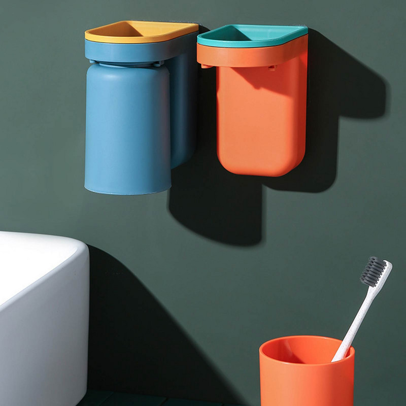 Držač četkice za zube s magnetskom čašicom Zidni držač paste za zube Bez bušenja Ljepilo Magnetski držač čašice Kupaonski pribor