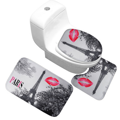 Zeegle Set prostirki za kupaonicu od 3 komada Protuklizna navlaka za WC školjku Upijajući tepih s postoljem za WC školjku Kupaonski tepih za noge Kupaonski ulazni tepih