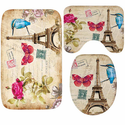 Zeegle Set prostirki za kupaonicu od 3 komada Protuklizna navlaka za WC školjku Upijajući tepih s postoljem za WC školjku Kupaonski tepih za noge Kupaonski ulazni tepih