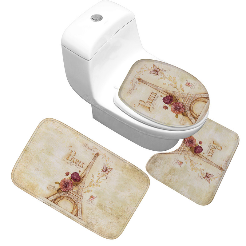 Zeegle Set prostirki za kupaonicu od 3 komada Protuklizna navlaka za WC školjku Upijajući tepih s postoljem za WC školjku Kupaonski tepih za noge Kupaonski ulazni tepih