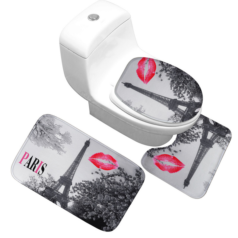 Zeegle Set prostirki za kupaonicu od 3 komada Protuklizna navlaka za WC školjku Upijajući tepih s postoljem za WC školjku Kupaonski tepih za noge Kupaonski ulazni tepih