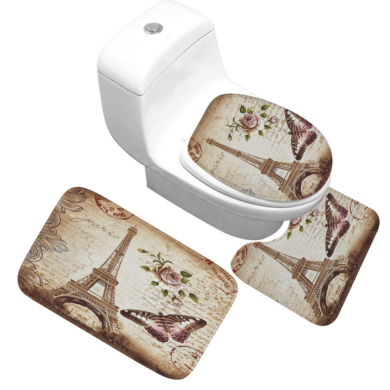 Zeegle Set prostirki za kupaonicu od 3 komada Protuklizna navlaka za WC školjku Upijajući tepih s postoljem za WC školjku Kupaonski tepih za noge Kupaonski ulazni tepih