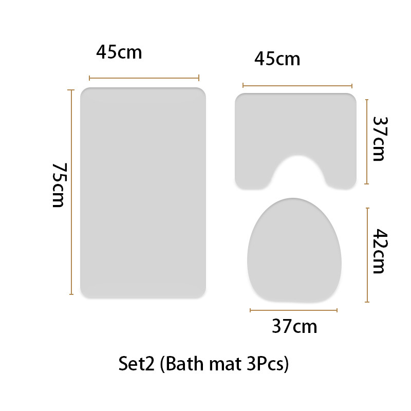 3 gab./komplektā Vannas istabas paklājiņu komplekts 3D akmens apdrukāti paklāju paklāji vannas istabai Neslīdoši tualetes paklāji dušas paklāji vannas istabas grīdas paklāji