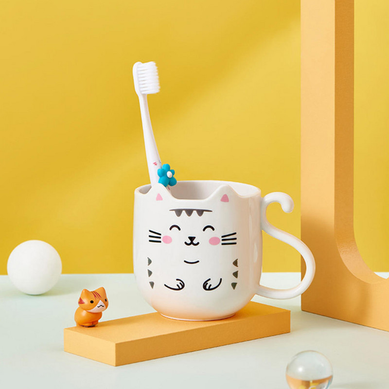 Kaķa mutes skalošanas krūze elektriskās zobu birstes krūzes turētājs un organizators zobu birstes zobu pastas skuvekļiem uz vannas istabas tualetes vai galda
