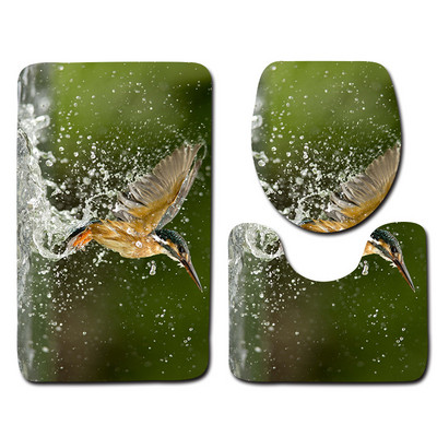 WC prostirka u kupaonici Set tepiha za uređenje doma Vodootporni neklizajući set prostirki za noge i jastučić za WC školjku s uzorkom vodomca