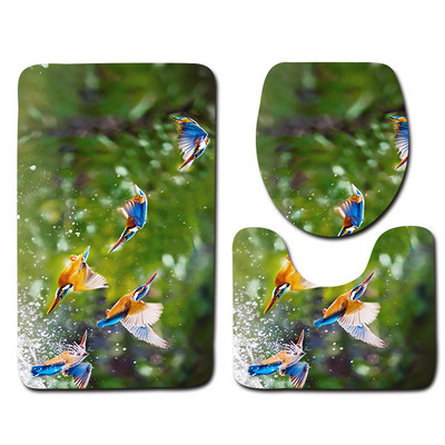 WC prostirka u kupaonici Set tepiha za uređenje doma Vodootporni neklizajući set prostirki za noge i jastučić za WC školjku s uzorkom vodomca