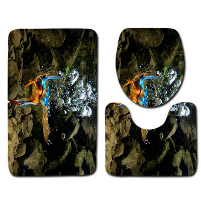 WC prostirka u kupaonici Set tepiha za uređenje doma Vodootporni neklizajući set prostirki za noge i jastučić za WC školjku s uzorkom vodomca