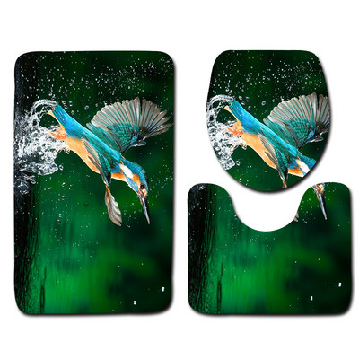 WC prostirka u kupaonici Set tepiha za uređenje doma Vodootporni neklizajući set prostirki za noge i jastučić za WC školjku s uzorkom vodomca