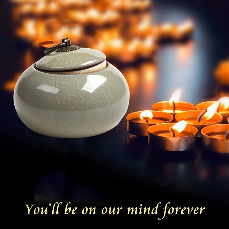 Ar rokām darināta keramikas mājdzīvnieku urna maziem suņiem kaķiem trušiem maziem dzīvniekiem piemiņas zīme kremēšana pelni bēru urna.