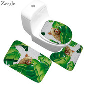 Zeegle vannas paklāji vannas istabas paklāju komplekts 3gab Vannas dekors Vannas istabas paklājs Absorbējošs tualetes paklājs Vannas paklāji Neslīdošs dušas paklājiņš