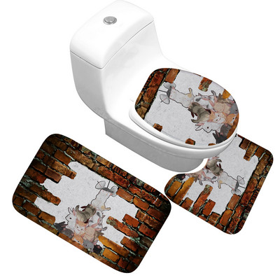 Zeegle vannas paklāji vannas istabas paklāju komplekts 3gab Vannas dekors Vannas istabas paklājs Absorbējošs tualetes paklājs Vannas paklāji Neslīdošs dušas paklājiņš