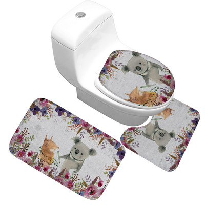 Zeegle vannas paklāji vannas istabas paklāju komplekts 3gab Vannas dekors Vannas istabas paklājs Absorbējošs tualetes paklājs Vannas paklāji Neslīdošs dušas paklājiņš