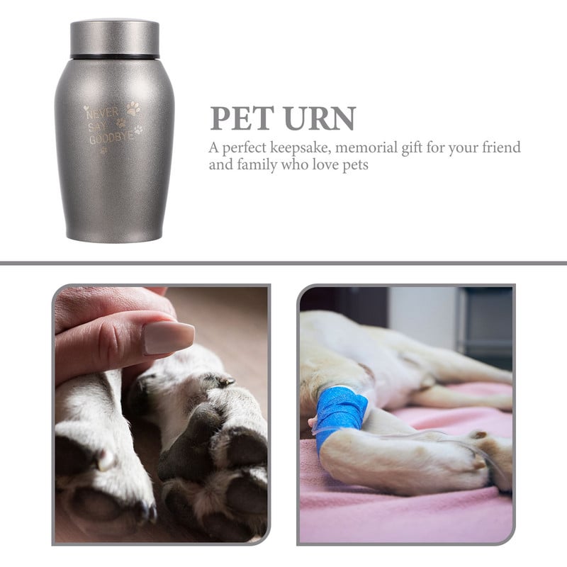 Urn Pet Ashes Memorial Cemation Dog Urns Αναμνηστικό κουτί Μεταλλική κηδεία Μικρή ατσάλινη τέφρα γάτα Ζώα σκυλιά Βάζο γάτες Κινηματογραφικό ανοξείδωτο