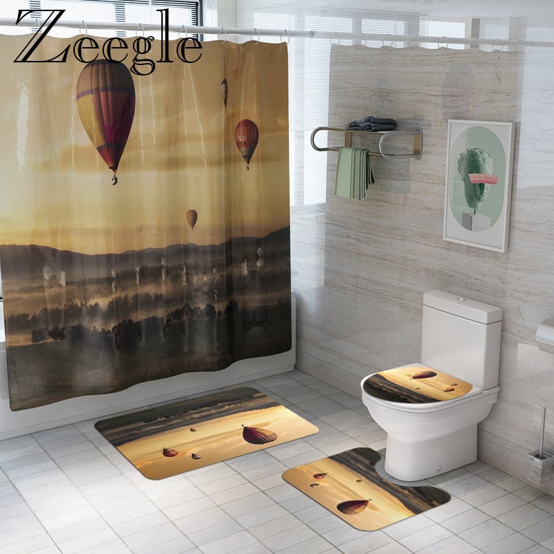 Zeegle Podna prostirka za kupaonicu Prostirka za tuš Zavjesa za WC Navlaka za sjedalo Set prostirki za kupaonicu Postolje za WC prostirku Prostirka za noge od mikrovlakana